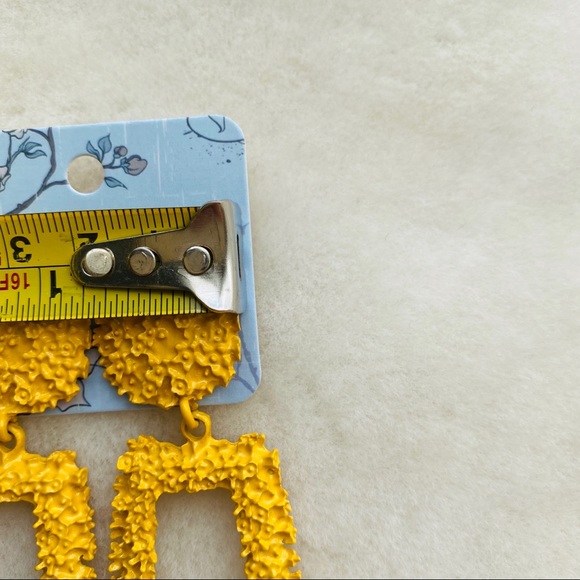 :: Yellow Textured Statement Earrings :: - Picture 8 of 8